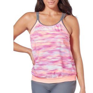 Free Country Pink and Gray Swim Top